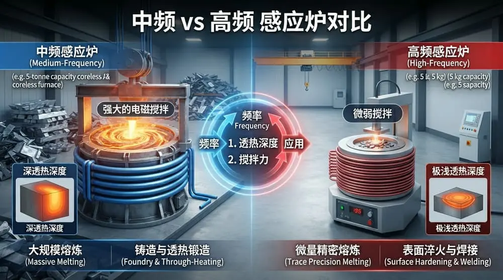 中频感应炉与高频感应炉的对比